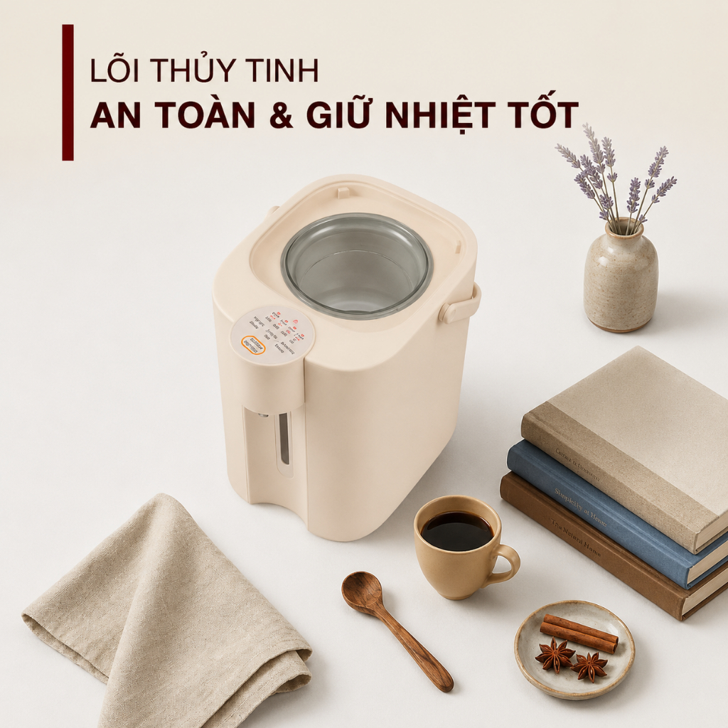 Bình Thủy Điện Lock&King LK1050 5L 1200W Đun Sôi Nhanh Giữ Ấm 48 Giờ Lõi Thủy Tinh Inox 304