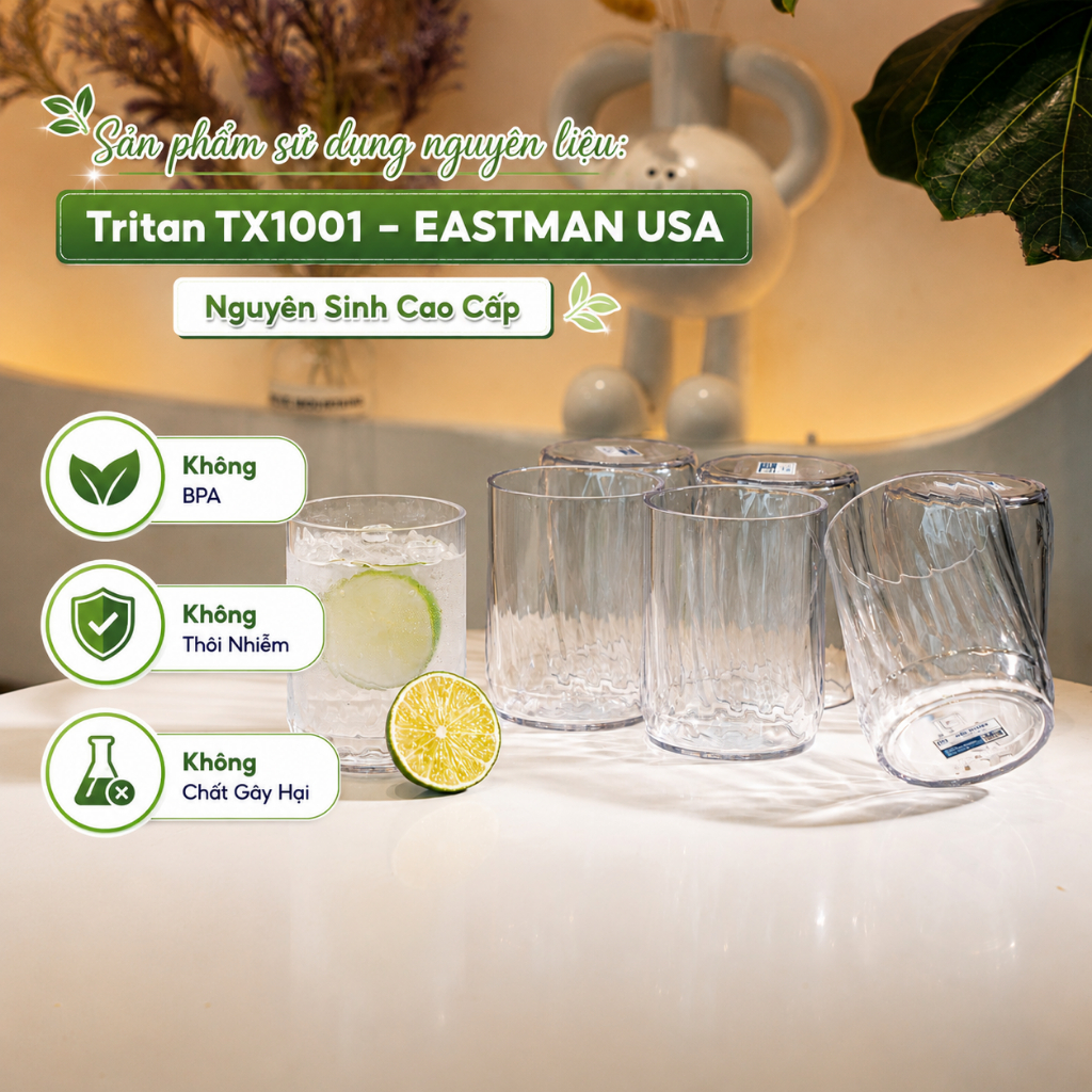 Cốc Tritan 280ml Cao Cấp I BPA Free ,Đạt Kiểm Định SGS I QCVN 12-1:2011/BYT, An Toàn Sức Khỏe