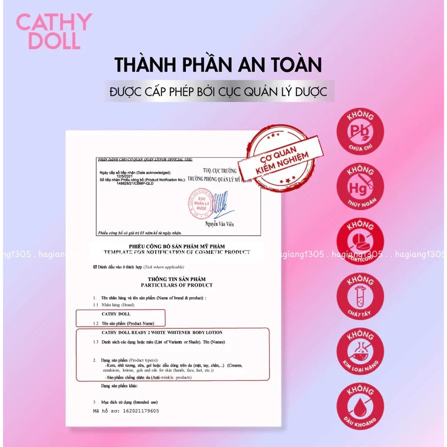 Sữa Dưỡng Thể Sáng Da Cathy Doll Ready 2 White Whitener Body Lotion, Kem Makeup Body nâng tone | BigBuy360 - bigbuy360.vn