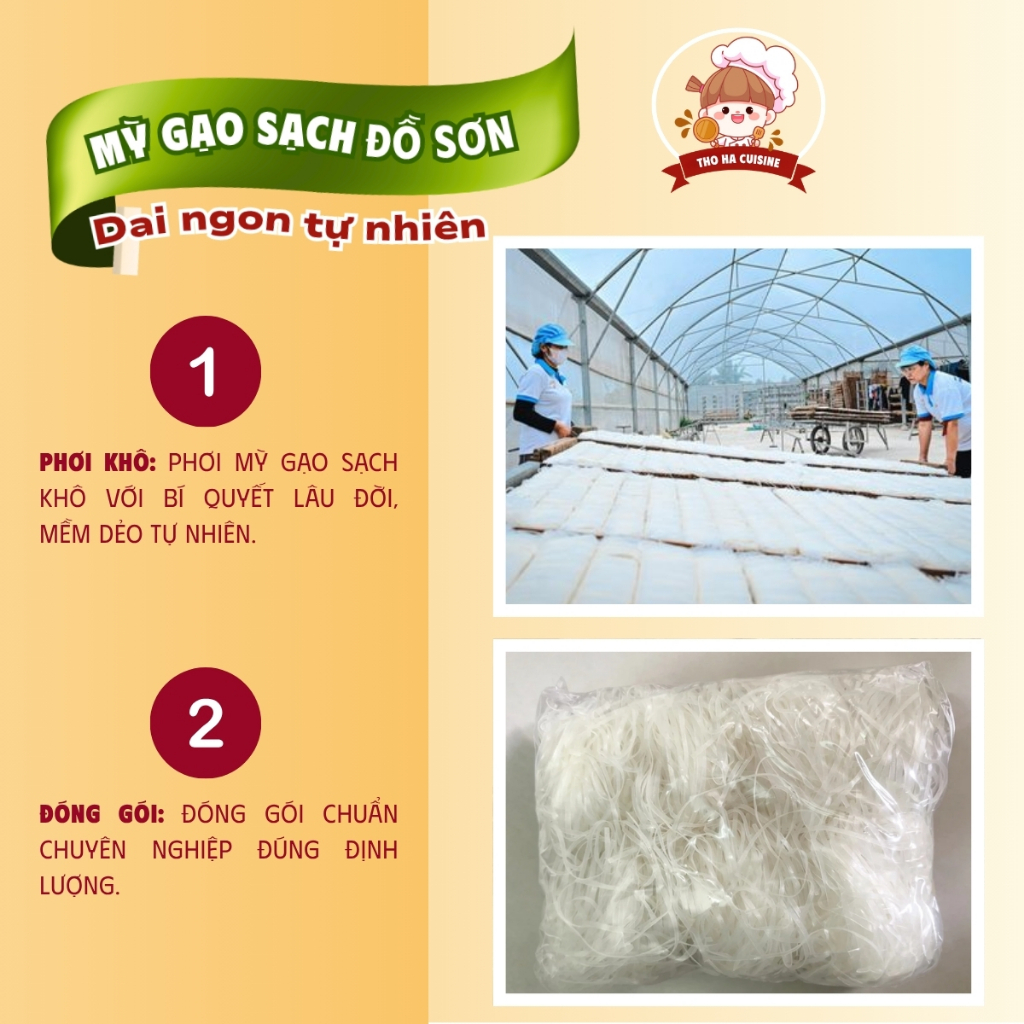 Mỳ gạo sạch Đồ Sơn gói 300g từ gạo ngon nguyên chất, không chất bảo quản