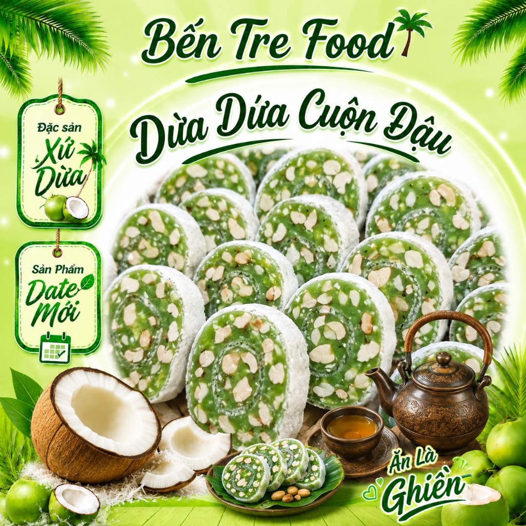 ( ĐẶC SẢN BẾN TRE) 1KG KẸO DỪA DỨA ĐẬU PHỘNG KIÊN LONG- ĐẶC SẢN BẾN TRE SHOP