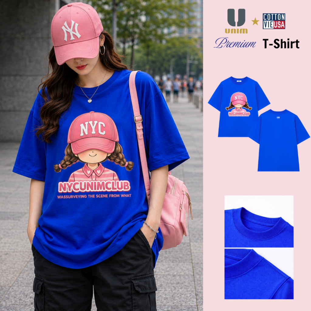 Áo Thun Cô Gái UNIMCLUB Đội Mũ Dễ Thương Chất Liệu Cotton Cao Cấp Form Rộng Co Giãn 2 Chiều