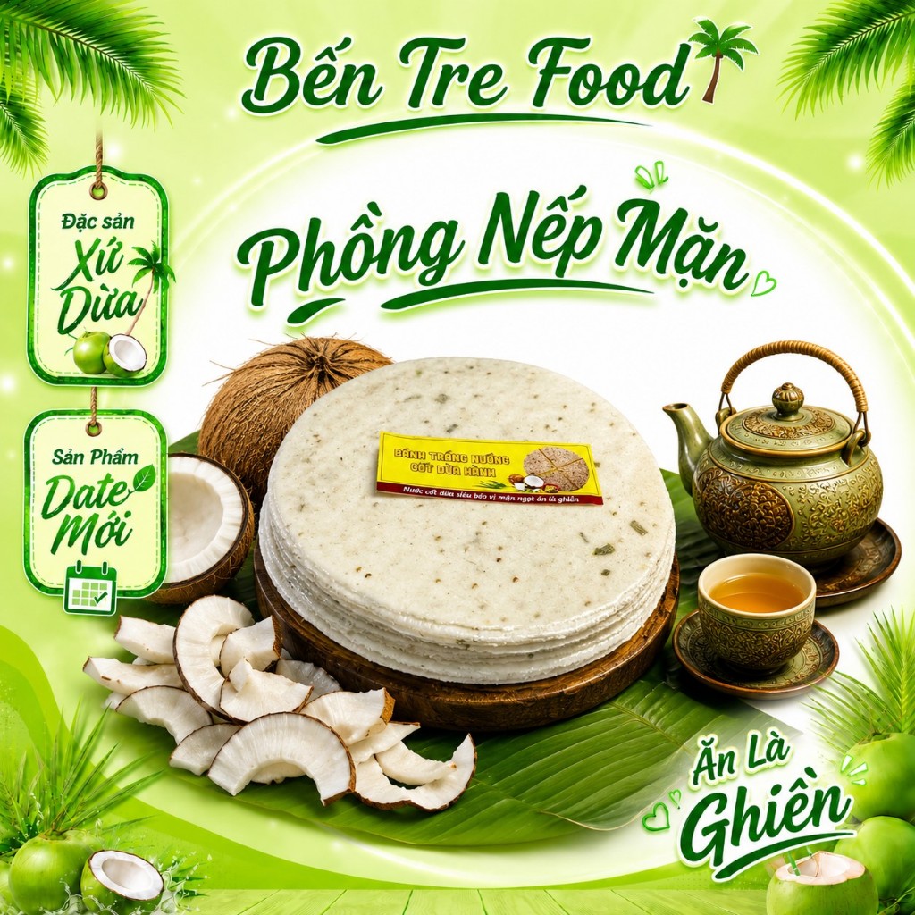 BÁNH PHỒNG SƠN ĐỐC ( BÁNH PHỒNG NẾP MẶN 10 BÁNH LỚN CHƯA NƯỚNG)- ĐẶC SẢN BẾN TRE SHOP