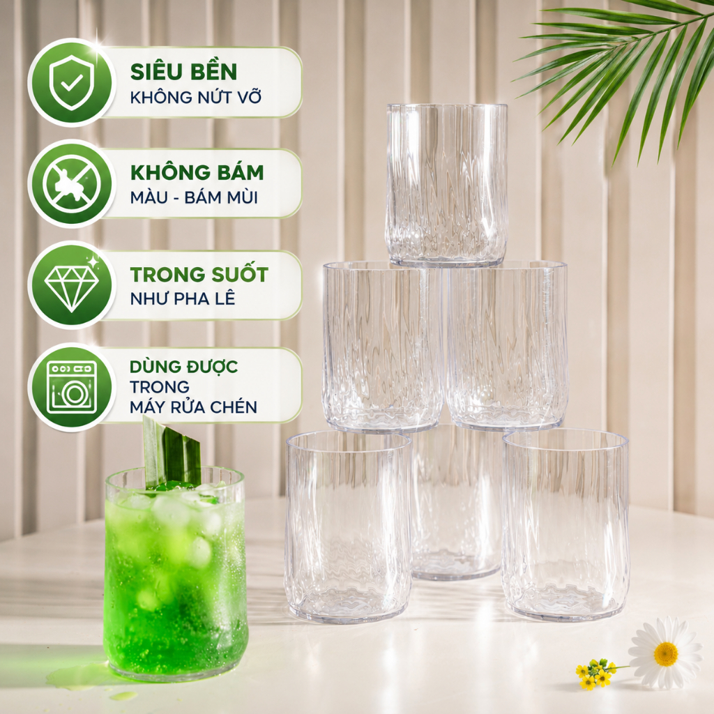 Cốc Tritan 280ml Cao Cấp I BPA Free ,Đạt Kiểm Định SGS I QCVN 12-1:2011/BYT, An Toàn Sức Khỏe