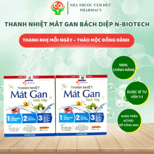 Thanh Nhiệt Mát Gan Bách Diệp N-BioTech Hộp 20 Ống 10ml Thảo Dược Thiên Nhiên Dạng Uống