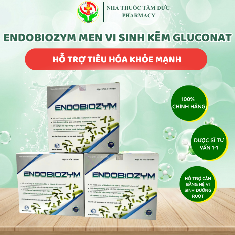 Endobiozym Men Vi Sinh Kẽm Gluconat Nhập Khẩu Pháp, Hỗ Trợ Cân Bằng Hệ Vi Sinh Đường Ruột, Hộp 10 Vỉ