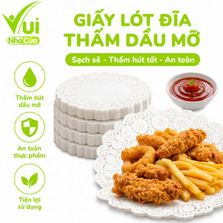 Giấy Ăn Thấm Dầu Thực Phẩm Hình Tròn Có Họa Tiết GD112 - Giấy Lót Thấm Dầu Thức Ăn Tròn Hình Hoa Văn