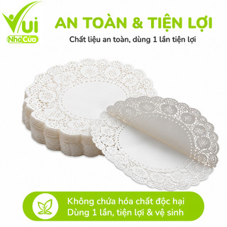 Giấy Ăn Thấm Dầu Thực Phẩm Hình Tròn Có Họa Tiết GD112 - Giấy Lót Thấm Dầu Thức Ăn Tròn Hình Hoa Văn
