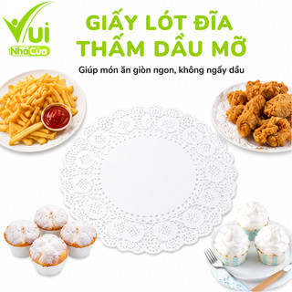 Giấy Ăn Thấm Dầu Thực Phẩm Hình Tròn Có Họa Tiết GD112 - Giấy Lót Thấm Dầu Thức Ăn Tròn Hình Hoa Văn