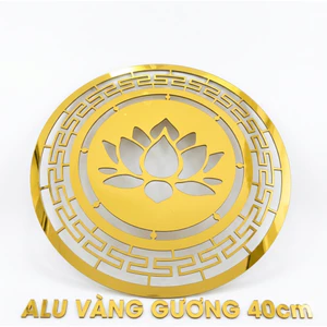 khung trang alu trí ban thờ hoa sen,chữ phúc gương vàng siêu đẹp kt 40cm-5011