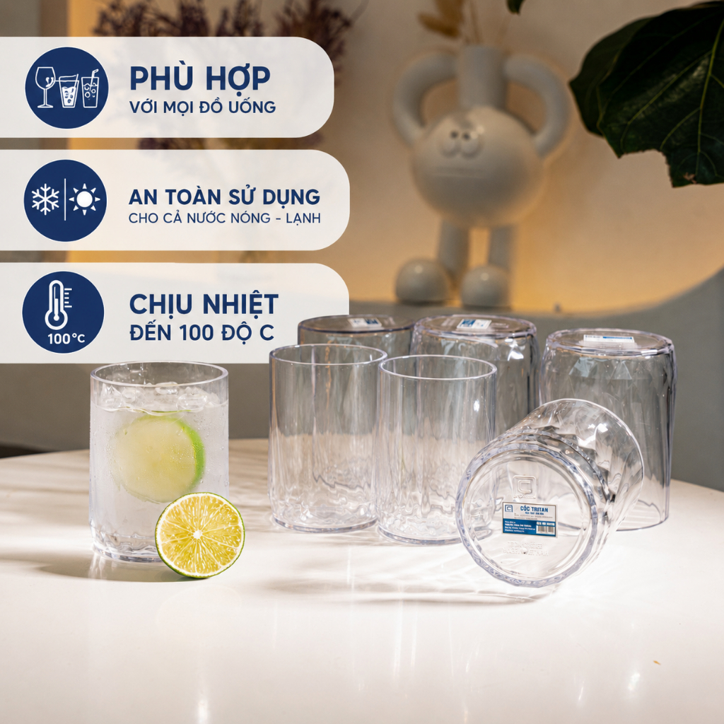 Cốc Tritan 280ml Cao Cấp I BPA Free ,Đạt Kiểm Định SGS I QCVN 12-1:2011/BYT, An Toàn Sức Khỏe