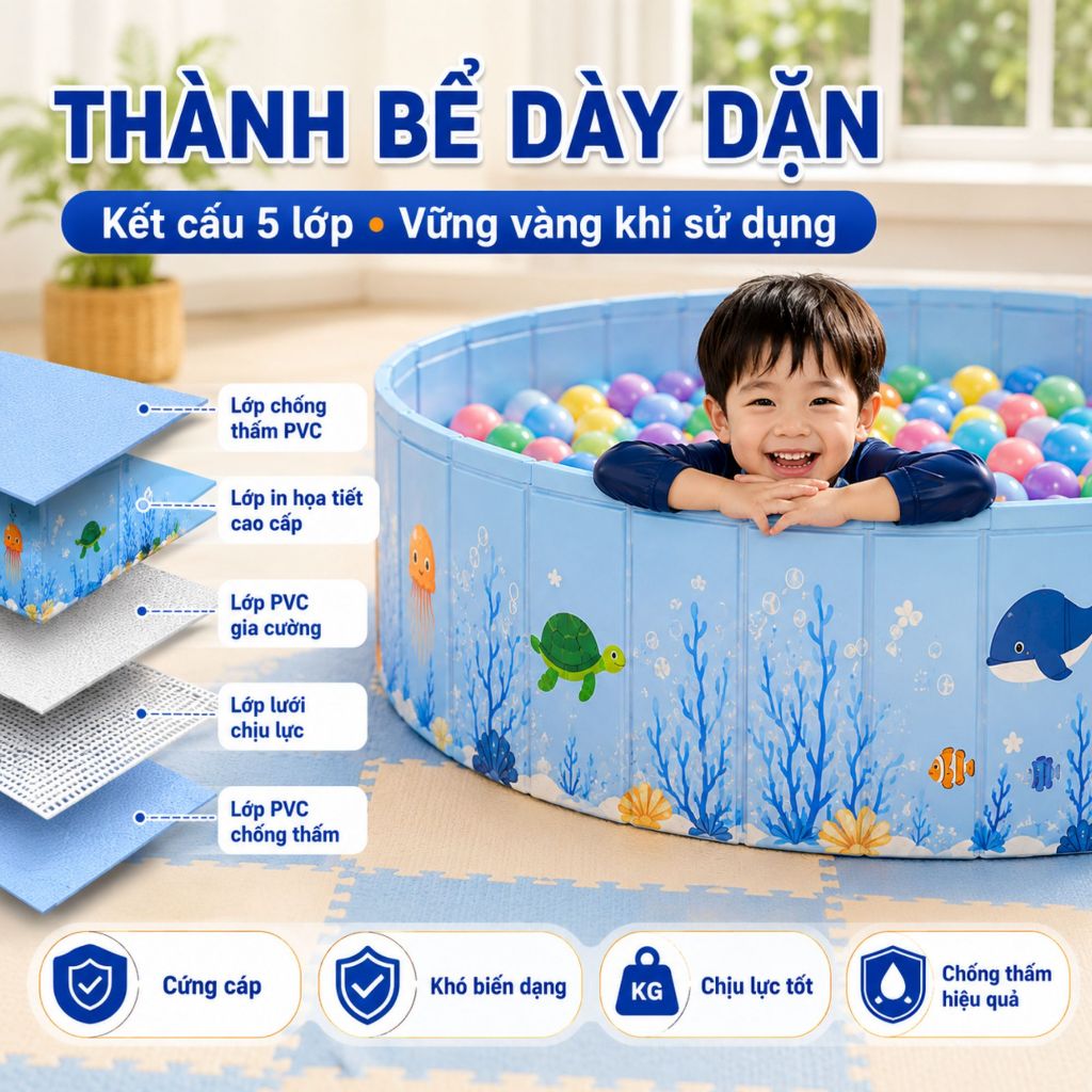 [TẶNG QÙA] Bể Bơi Gấp Gọn, Không Cần Bơm Hơi, Gấp Gọn Mở Nhanh, Chắc Chắn Tiện Lợi Cho Gia Đình
