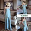 Set lụa áo 2 dây in hoa + quần lụa ống rộng TCHOOSE