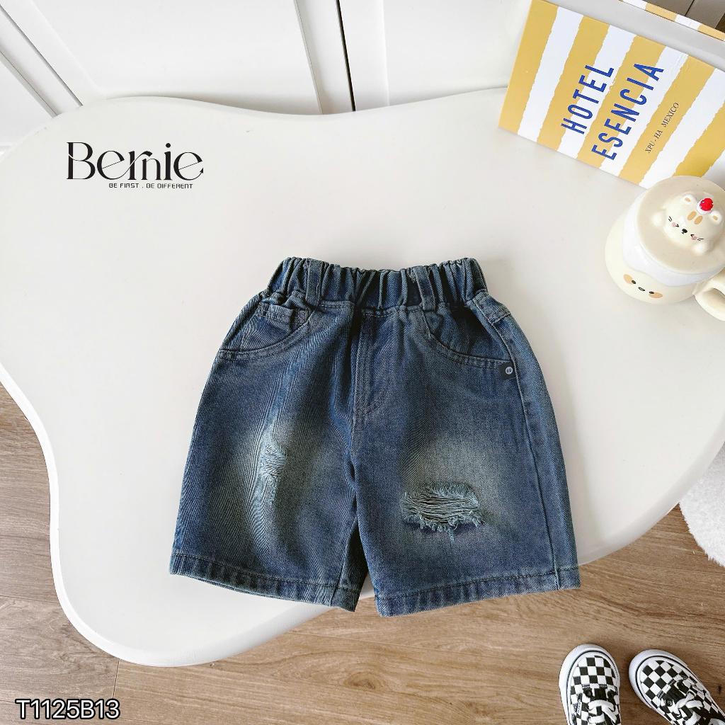 (Hãng Bernie)Bộ quần áo cộc tay BOY STORY vui nhộn họa tiết phi hành gia,áo cotton co giãn phối quần jean rách mềm mại