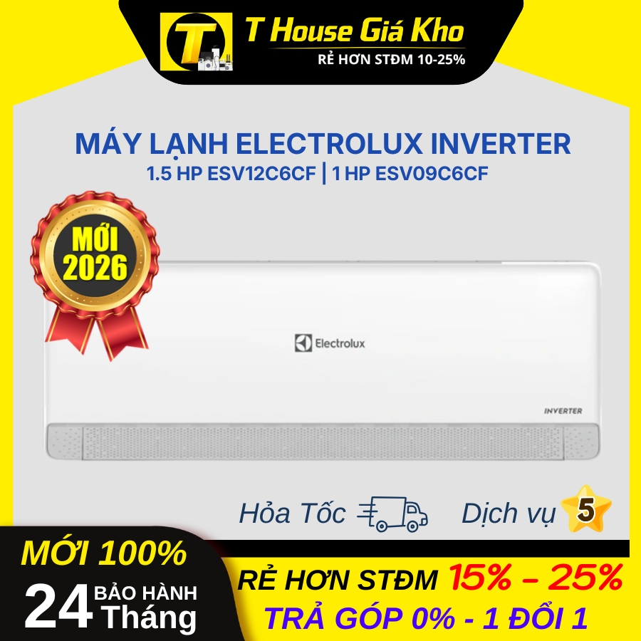 [Chính Hãng Mới 100%] Máy Lạnh Electrolux Inverter 2026 1.5HP ESV12C6CF | 1 HP ESV09C6CF BH 24 Tháng
