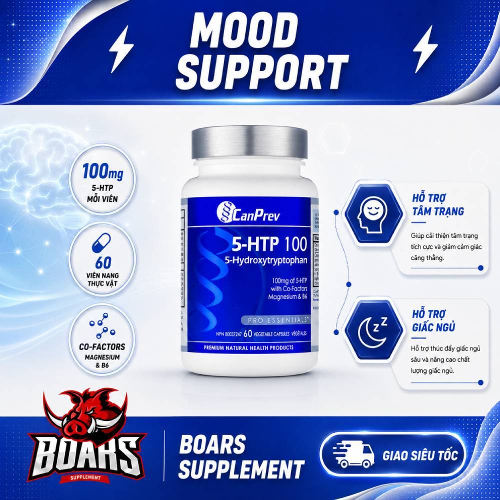CanPrev 5-HTP 100mg – Hỗ Trợ Thư Giãn & Ngủ Sâu