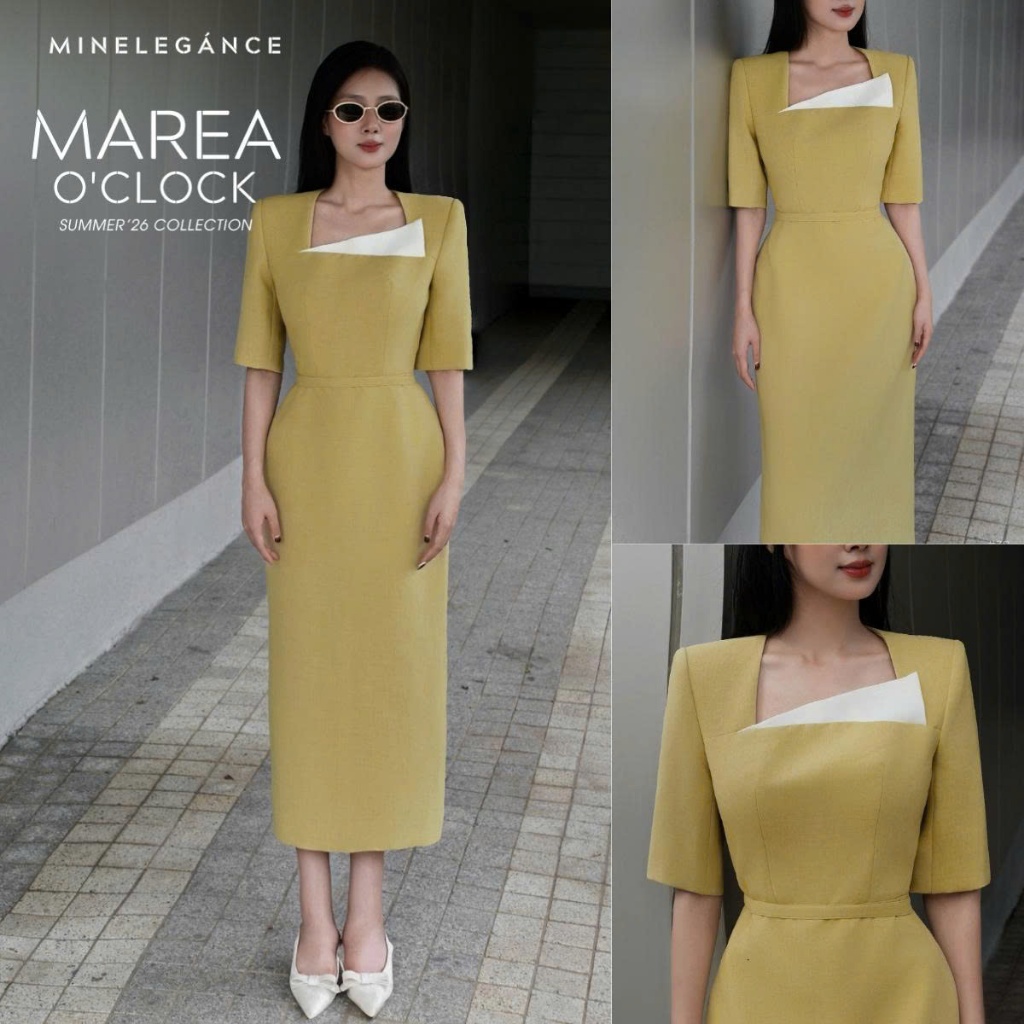 MINELEGÁNCE | ĐẦM CỔ CÁCH ĐIỆU DÁNG DÀI THANH LỊCH, CÔNG SỞ - MIN38
