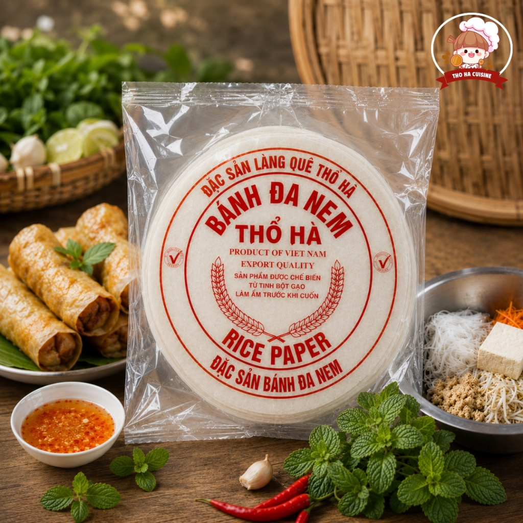 Bánh đa nem Thổ Hà chính gốc túi 10-50 lá, được làm từ bột gạo chọn lọc không chất bảo quản
