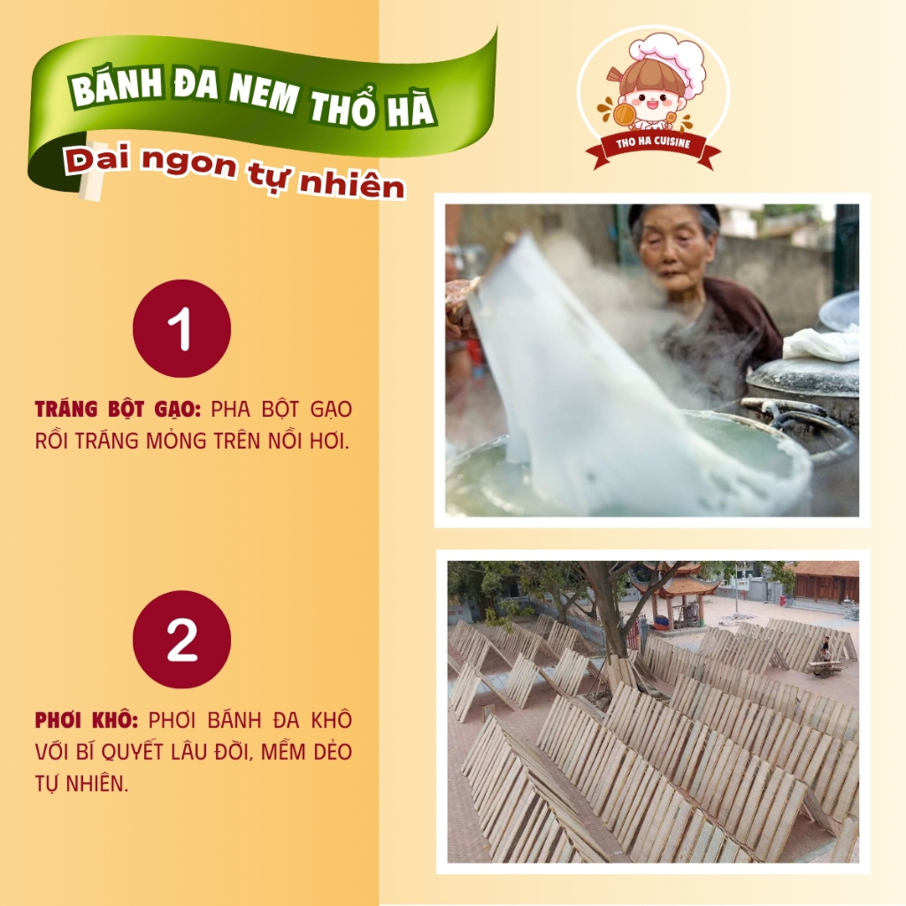 Bánh đa nem Thổ Hà chính gốc túi 10-50 lá, được làm từ bột gạo chọn lọc không chất bảo quản