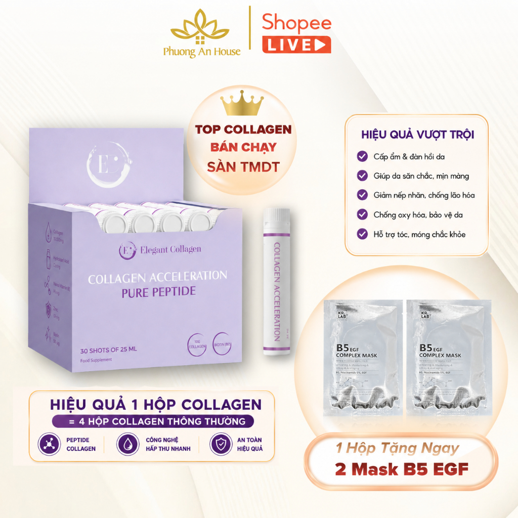 Thực phẩm bảo vệ sức khỏe Elegant Collagen Acceleration 30 ống - Phương An House
