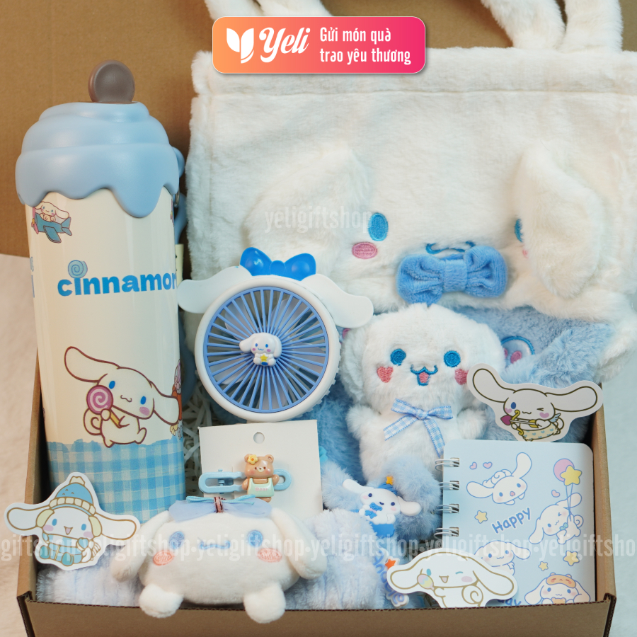 Set phụ kiện bình nước Cinnamoroll, set quà Cinnamoroll tặng sinh nhật, quà tặng bé gái, người yêu