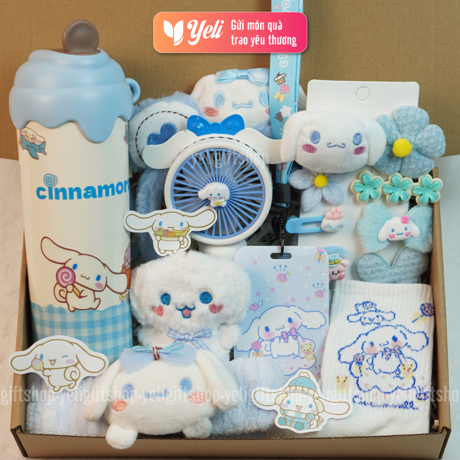 Set phụ kiện bình nước Cinnamoroll, set quà Cinnamoroll tặng sinh nhật, quà tặng bé gái, người yêu