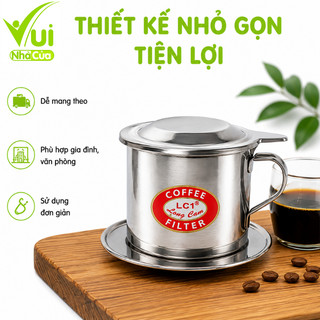 Bộ Phin Pha Cafe Inox Lưới Vặn Có Nắp Đậy GD242 - Phin Cà Phê Lưới Cài Nén Cafe Đều Inox Chống Gỉ