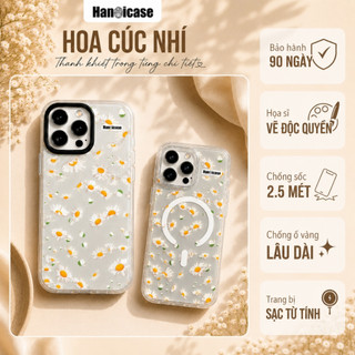 Ốp Lưng Cho iPhone 12 13 14 15 16 17 Chống Sốc Và Ố Vàng Trong Suốt In Hình Hoa Cúc Nhí Cho Nữ
