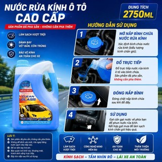 Nước Rửa Kính Ô Tô Cao Cấp, Làm Sạch Kính Xe Hơi NPR JAPAN 2.75L Chống Đóng Cặn, Không Gây Mòn Cần Gạt Cao Su
