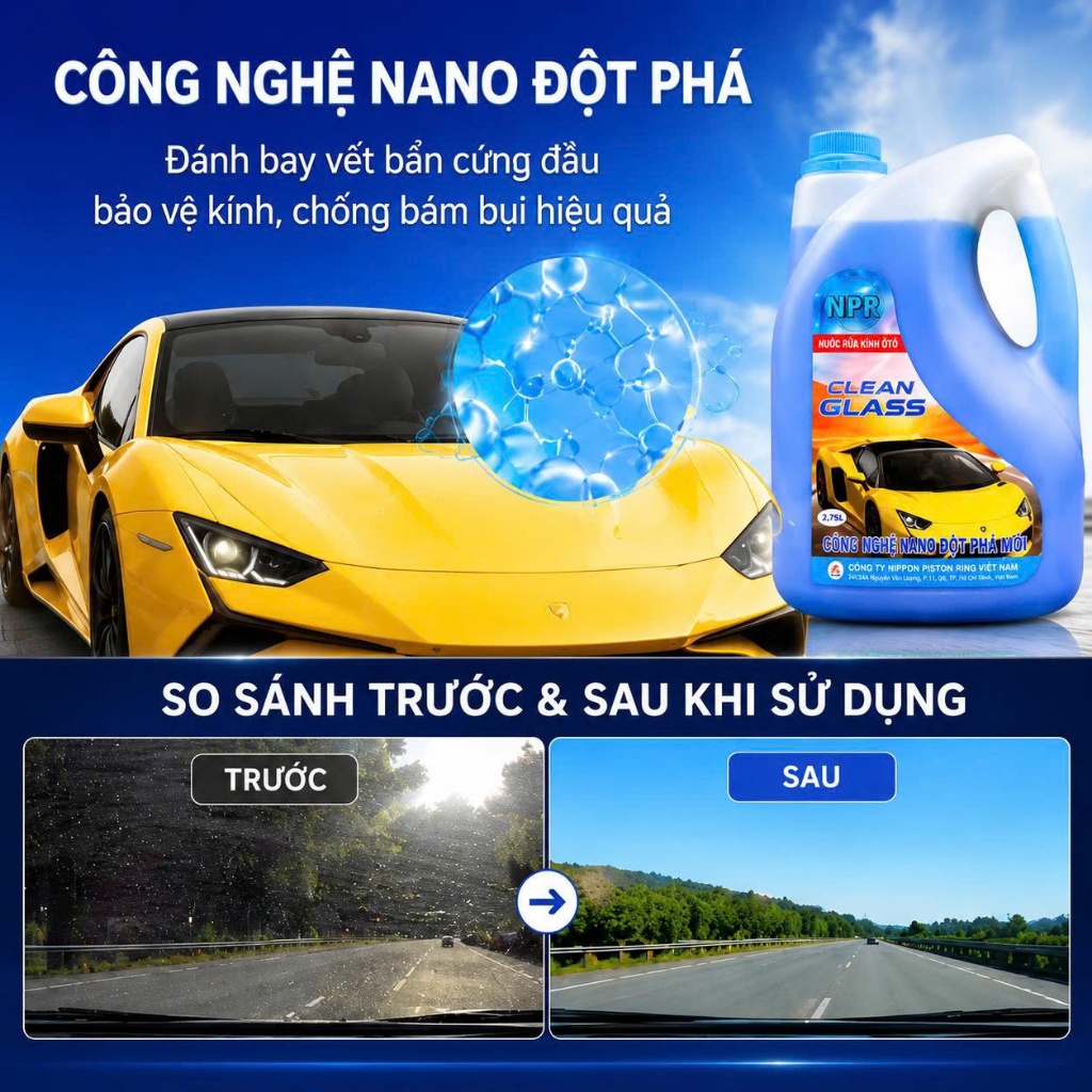Nước Rửa Kính Cao Cấp, Làm Sạch Kính Xe Hơi NPR JAPAN 2.75L