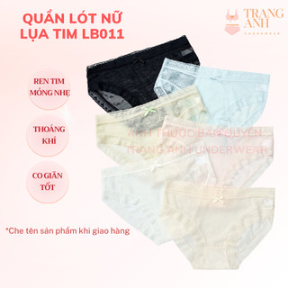 Quần Lót Nữ Lụa Tim Vải Xuyên Thấu Kháng Khuẩn 7A Phối Ren Dễ Thương Gợi Cảm Mỏng Nhẹ LB011