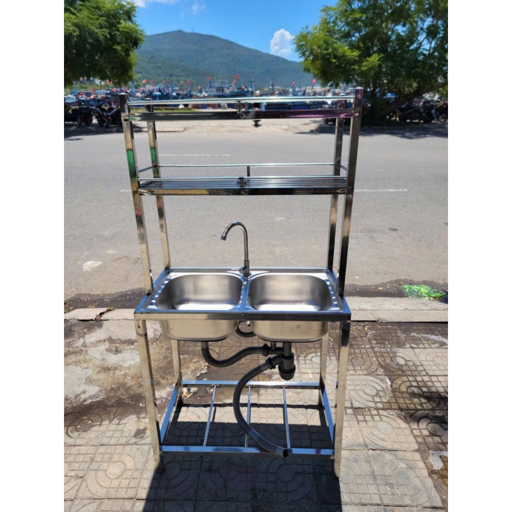 CHẬU RỬA CHÉN KÈM VÒI XẢ INOX 201