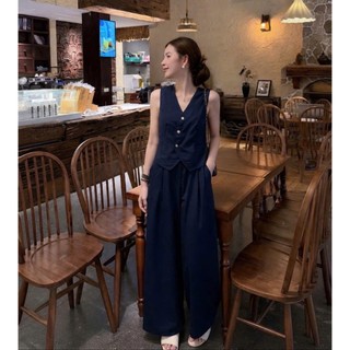 Set bộ gile than Loại 1 thiết kế áo sát nách mix quần suông basic trẻ trung, Bộ đồ nữ sanh chảnh vintage thanh lịch