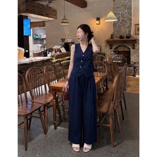Set bộ gile than Loại 1 thiết kế áo sát nách mix quần suông basic trẻ trung, Bộ đồ nữ sanh chảnh vintage thanh lịch