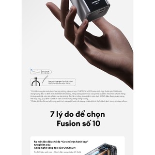 Củ Sạc GaN CUKTECH 10 FUSION 2 Trong 1 | Sạc GaN 67W & Pin dự phòng 90W Max | Dung Lượng 9.000mAh | Bảo Hành 18 Tháng