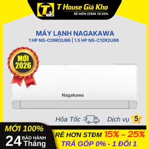 Máy Lạnh Nagakawa 2026 1.5HP NS-C12R2U86 | 1HP NS-C09R2U86 Bền Bỉ BH 24 Tháng