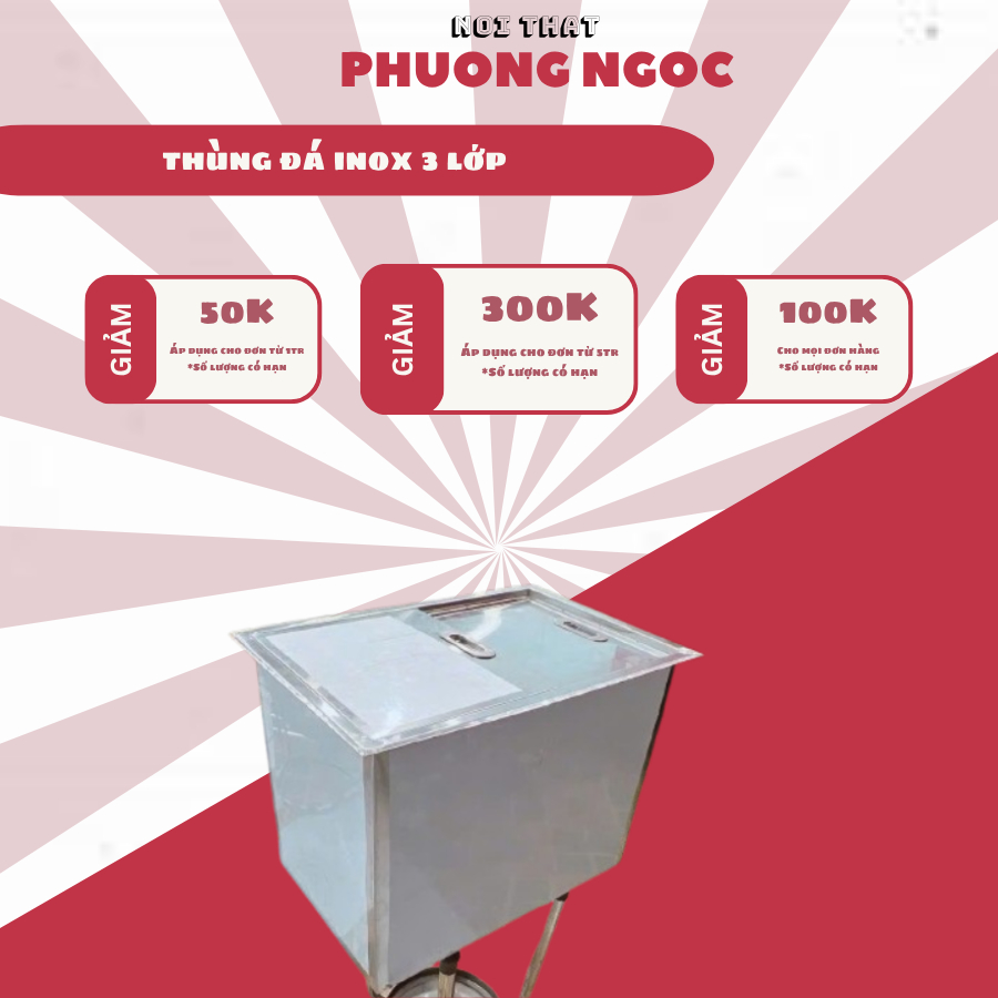 THùng Đá INOX  cách âm giữ nhiệt  quán cà phê quán trà sữa  giá xưởng