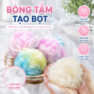Bông Tắm Tròn Lưới Siêu Mềm Mịn Đa Màu Sắc - Tạo Bọt Tuyệt Vời, Tẩy Tế Bào Chết Nhẹ Nhàng (Hàng Xuất Khẩu/Cao Cấp