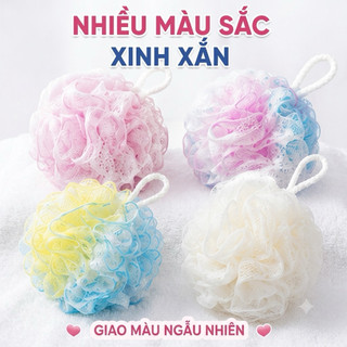 Bông Tắm Tròn Lưới Siêu Mềm Mịn Đa Màu Sắc - Tạo Bọt Tuyệt Vời, Tẩy Tế Bào Chết Nhẹ Nhàng (Hàng Xuất Khẩu/Cao Cấp