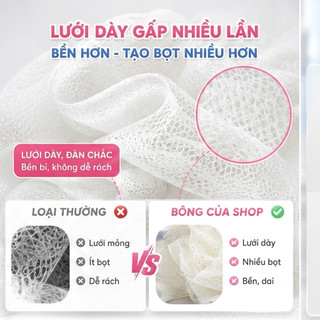 Bông Tắm Tròn Lưới Siêu Mềm Mịn Đa Màu Sắc - Tạo Bọt Tuyệt Vời, Tẩy Tế Bào Chết Nhẹ Nhàng (Hàng Xuất Khẩu/Cao Cấp