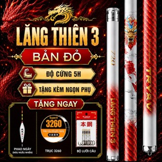 Cần Câu Đài Lăng Thiên 3 Bản Đỏ Chuyên Rô Riếc Tặng Kèm Phụ Kiện Cao Cấp