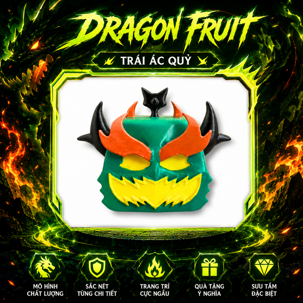 Mô Hình Dragon Fruit Blox Fruits In 3D | Trái Ác Quỷ Roblox Trang Trí, Quà Tặng Game Thủ