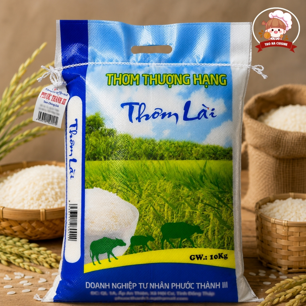 Gạo Thơm Lài túi 10kg chín hạt gạo trắng trong mềm dẻo thơm thượng hạng