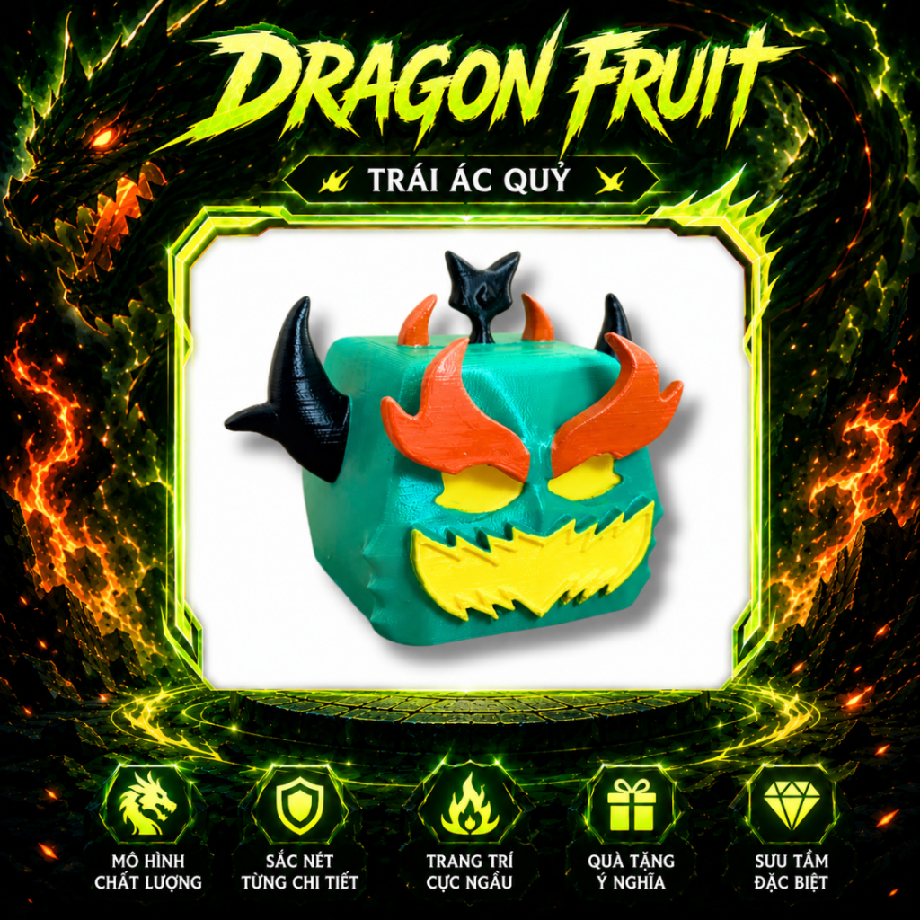 Mô Hình Dragon Fruit Blox Fruits In 3D | Trái Ác Quỷ Roblox Trang Trí, Quà Tặng Game Thủ