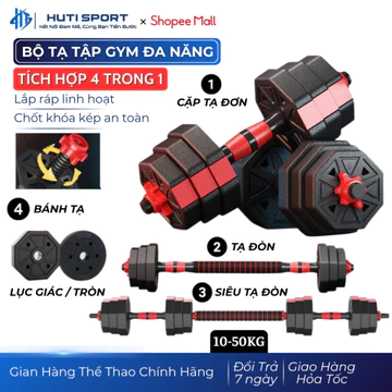 Bộ Tạ Tay Tập Gym Đa Năng Nam Nữ 10kg - 50kg, Tạ Tập Tay Điều Chỉnh Tạ Đẩy, Tạ Đòn, Tạ Ấm Lắp Ghép