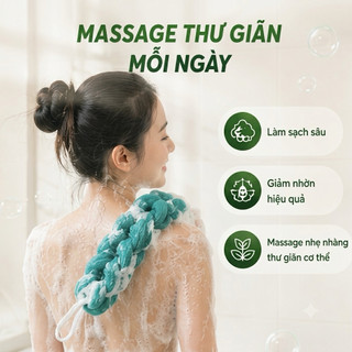 Bông Tắm Dài Thắt Bím Siêu Mềm – Dây Tắm Kỳ Lưng Tạo Bọt Đỉnh Cao, Tẩy Tế Bào Chết Toàn Thân, Bông tắm xuất khẩu xịn