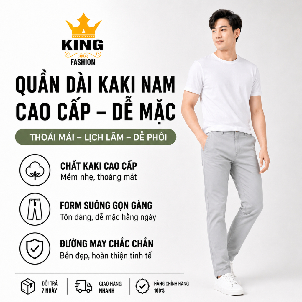 [ HÀNG CAO CẤP ]  Quần Dài Lưng Thun Kaki KINGFASHION Form Slim Fit Sang Trọng Trẻ Trung năng động