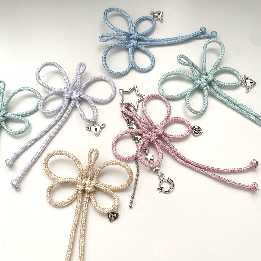 Móc khóa thắt nơ thủ công / Keychain Ribbon Coquette Handmade - 8 màu / custom tên riêng ( ghi chú )