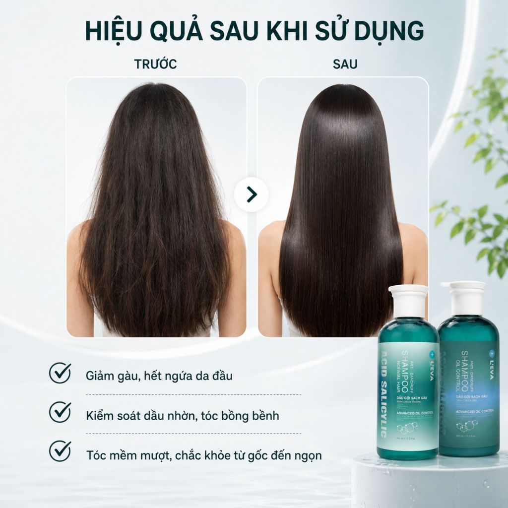 Dầu Gội L'EVA Anti Dandruff 450ml Cho Da Đầu Dầu Và Da Đầu Thường, Hỗ Trợ Giảm Gàu, Làm Sạch Dầu Thừa