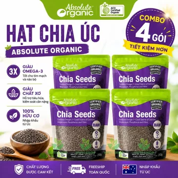 Combo 4 gói chia tím 250gram chính hãng absotule organic hạt chia chia đẹp ít hạt lép ăn kiêng giảm cân